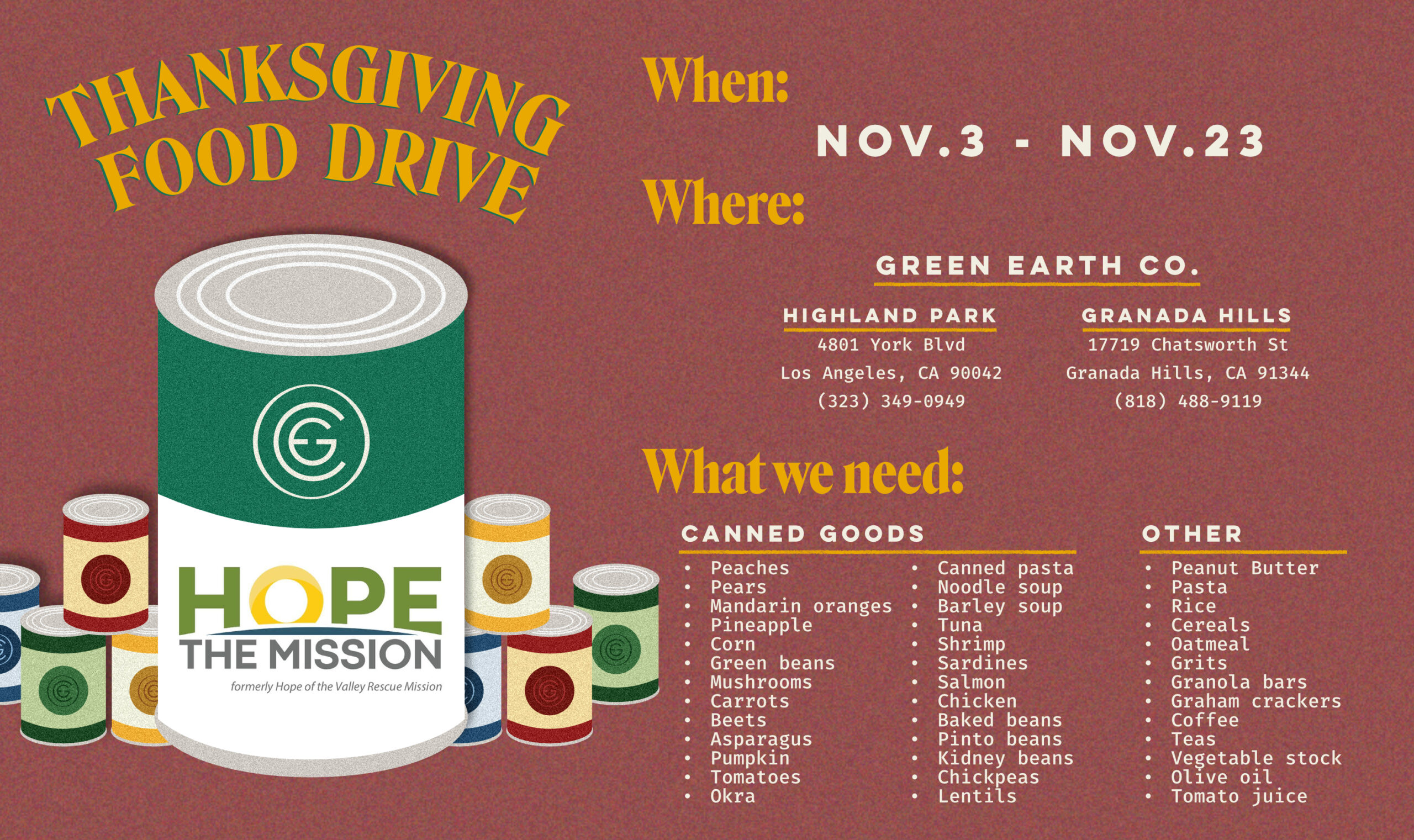 Thanksgiving Food Drive Green Earth Collective